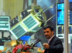Iranian President Mahmoud Ahmadinejad and satellite