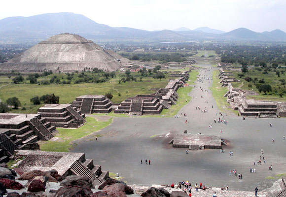 The Pyramid of the Sun and the Avenue of the Dead in Teotihuacan