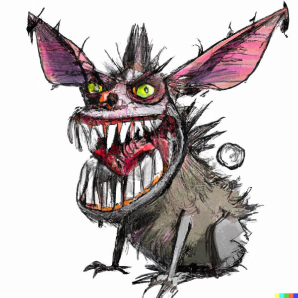 Caricature of the Chupacabra in the style of Ralph Steadman