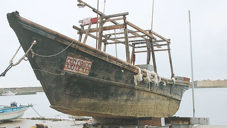 One of the 11 "ghost ships" found floating off Japan